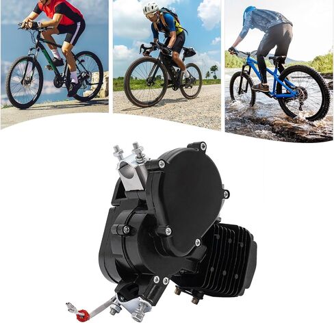 80cc 2 Stroke Bicycle Engine Motor Gas Motorized Bike Motor Kit, Single Cylinder Air-Cooled Bike Engine, Gas Power Bicycle Engine Kit for Most 26-28" Wheeled Bikes (Black) in Saudi Arabia