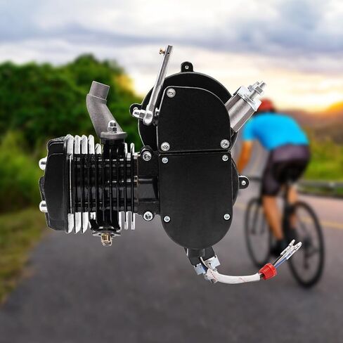 80cc 2 Stroke Bicycle Engine Motor Gas Motorized Bike Motor Kit, Single Cylinder Air-Cooled Bike Engine, Gas Power Bicycle Engine Kit for Most 26-28" Wheeled Bikes (Black) in Saudi Arabia
