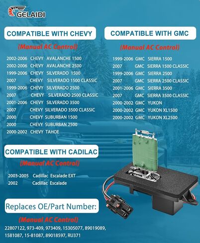 Blower Motor Resistor Kit with Wiring Harness and Connectors Compatible with 1999-2006 Chevy Silverado GMC Sierra 1500 2500 3500 2000-2002 Yukon XL Blower Motor Fan Resistor Replaces#89019089 89018597 in Kuwait