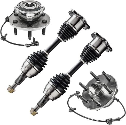 Detroit Axle - 4WD Front Wheel Bearing Hubs CV Axles for Chevy GMC Silverado Sierra Avalanche Suburban Yukon XL 1500 Tahoe Cadillac Escalade EXT ESV [6 Lugs] Wheel Bearing Hubs CV Axles Replacement in Saudi Arabia