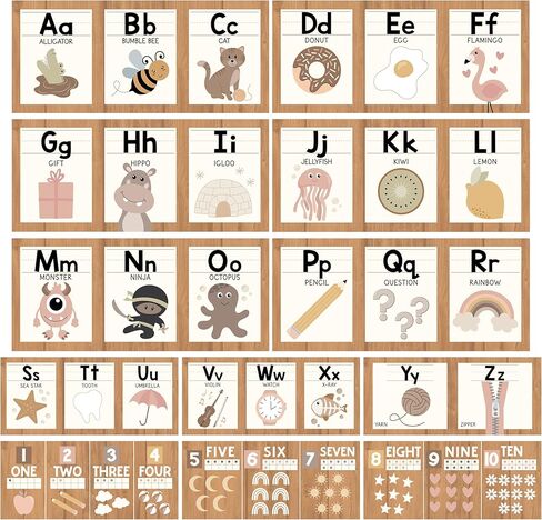 Hadley Designs Alphabet for Classroom Wall - ABC Letters and Numbers Posters for Preschool and Kindergarten - Alphabet Line for Classroom Decor and Homeschool - Pastel Theme in Kuwait