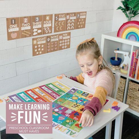 Hadley Designs Alphabet for Classroom Wall - ABC Letters and Numbers Posters for Preschool and Kindergarten - Alphabet Line for Classroom Decor and Homeschool - Pastel Theme in Kuwait