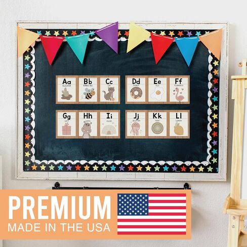 Hadley Designs Alphabet for Classroom Wall - ABC Letters and Numbers Posters for Preschool and Kindergarten - Alphabet Line for Classroom Decor and Homeschool - Pastel Theme in Kuwait