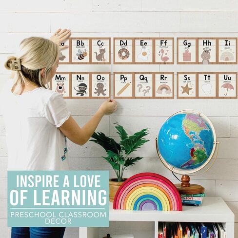Hadley Designs Alphabet for Classroom Wall - ABC Letters and Numbers Posters for Preschool and Kindergarten - Alphabet Line for Classroom Decor and Homeschool - Pastel Theme in Kuwait