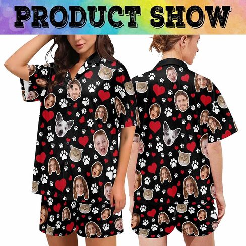 M YESCUSTOM Personalized Funny Pajamas for Women Men Custom Pajamas Sets with Photo Customized Xms Couples Matching Pajama in Kuwait
