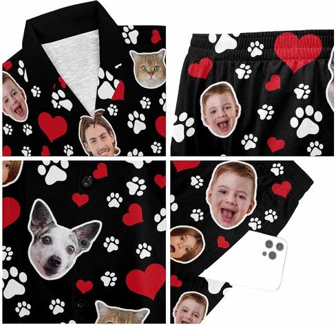 M YESCUSTOM Personalized Funny Pajamas for Women Men Custom Pajamas Sets with Photo Customized Xms Couples Matching Pajama in Kuwait