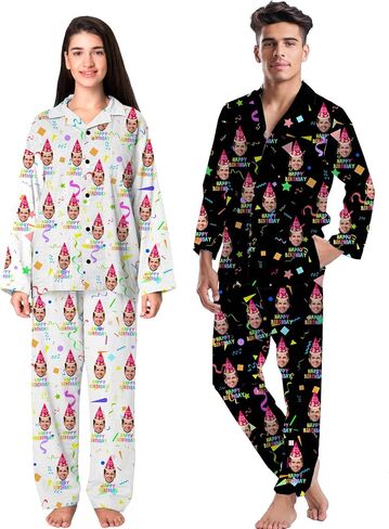 M YESCUSTOM Personalized Funny Pajamas for Women Men Custom Pajamas Sets with Photo Customized Xms Couples Matching Pajama in Kuwait
