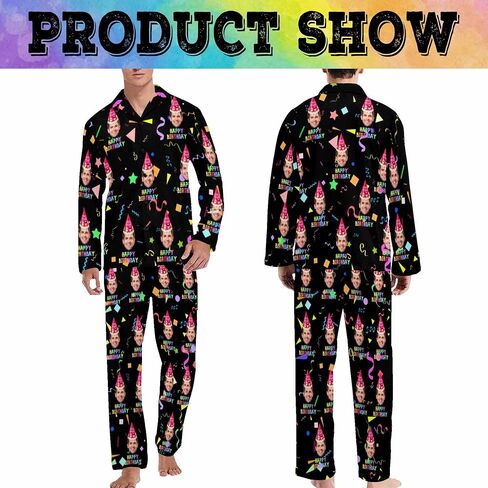 M YESCUSTOM Personalized Funny Pajamas for Women Men Custom Pajamas Sets with Photo Customized Xms Couples Matching Pajama in Kuwait