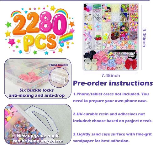 2280Pcs Junk Case Charms Kit,Y2K Nail Phone Cases Charms Bow Flower Letter Resin Accessories Beads for DIY Craft Scrapbooking Jewelry Making in Saudi Arabia