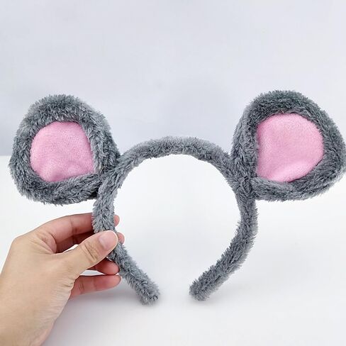 DALJIAFA Halloween Mouse Ears Headband Bow Tie Tail Mouse Hair Hoops Headpiece Bowtie Women Animal Hair Bands Hairband Cosplay Dress Up Masquerade Holiday Festival Parade Birthday Party Supplies Brown in Kuwait