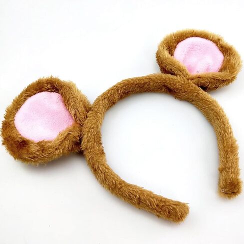 DALJIAFA Halloween Mouse Ears Headband Bow Tie Tail Mouse Hair Hoops Headpiece Bowtie Women Animal Hair Bands Hairband Cosplay Dress Up Masquerade Holiday Festival Parade Birthday Party Supplies Brown in Kuwait