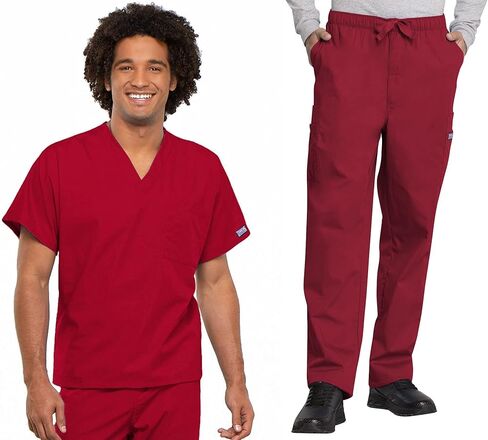 مجموعة شيروكي فرك للرجال والنساء ، Fit Vist V-neck Scrub Top 4777 مع ارتفاع طبيعي ، Pant Pant 4000 مرنة in Saudi Arabia