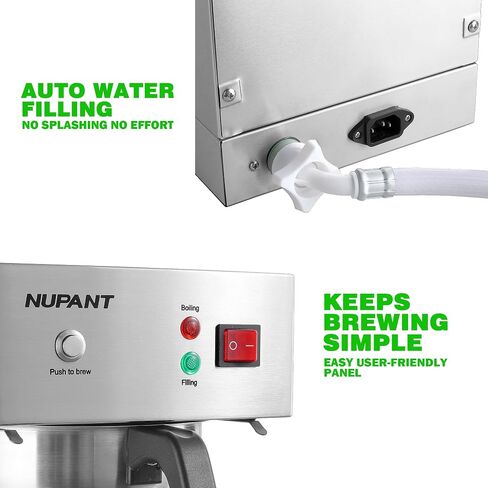 ماكينة صنع القهوة التجارية Airpot 2.2L/74oz Dirp Coffee Brewer مع إبريق حراري معزول 24 ساعة من الفولاذ المقاوم للصدأ صب فوق ماكينة القهوة 120 فولت/1450 وات موزع قهوة للمقهى والمطعم والكافتيريا in Kuwait