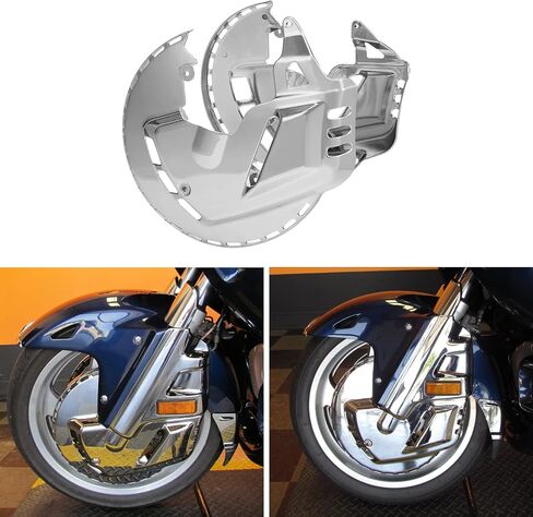 Green-L Ring of Fire LED Light Brake Disc Rotors Cover Fit for Honda Goldwing GL1800 2001-2017 Motorcycle (Chrome Cover, White&Yellow Light) in Saudi Arabia