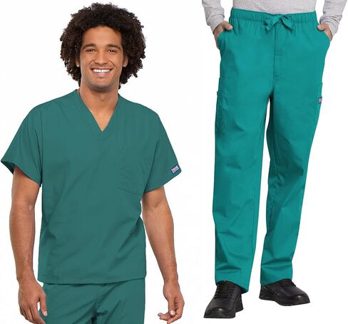 مجموعة شيروكي فرك للرجال والنساء ، Fit Vist V-neck Scrub Top 4777 مع ارتفاع طبيعي ، Pant Pant 4000 مرنة in Saudi Arabia