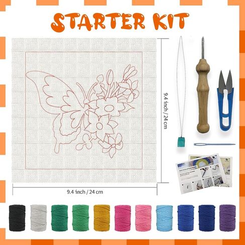BEUNITONE 2 Sets Gnome Punch Needle Kits Flower Beginner Punch Embroidery Kits Stitching Kit for Wall Hanging 9.4'' x 9.4'' Embroidery Starter Kits with Instructions for Adults Craft DIY Birthday in Kuwait