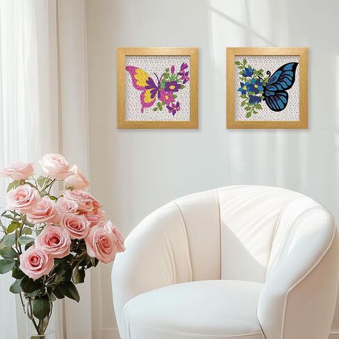 BEUNITONE 2 Sets Gnome Punch Needle Kits Flower Beginner Punch Embroidery Kits Stitching Kit for Wall Hanging 9.4'' x 9.4'' Embroidery Starter Kits with Instructions for Adults Craft DIY Birthday in Kuwait