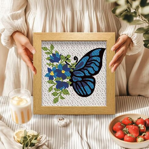 BEUNITONE 2 Sets Gnome Punch Needle Kits Flower Beginner Punch Embroidery Kits Stitching Kit for Wall Hanging 9.4'' x 9.4'' Embroidery Starter Kits with Instructions for Adults Craft DIY Birthday in Kuwait