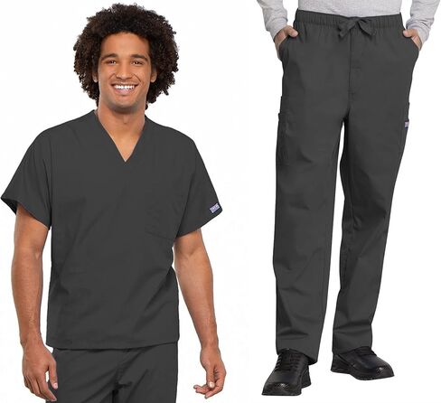 مجموعة شيروكي فرك للرجال والنساء ، Fit Vist V-neck Scrub Top 4777 مع ارتفاع طبيعي ، Pant Pant 4000 مرنة in Saudi Arabia