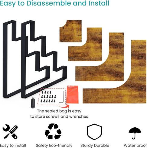 ELITEROO Tiered Display Stand, Wooden Display Risers, 4 Tier Display Shelf for Vendors Retail Craft Show Market, Table Top Display Rack for Cupcakes Perfume Figures Candles Makeup, Curved Corner in Kuwait