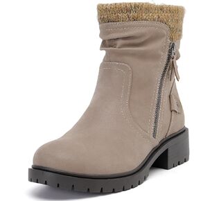 Luoika Women's Wide Width Ankle Boots - Low Heel Side Zipper Slouchy Mid Calf Boots Short Booties. in Saudi Arabia