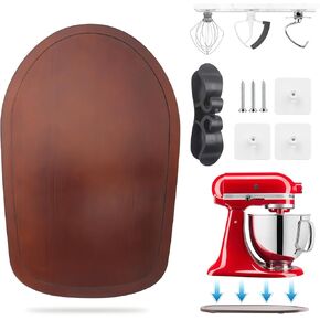 Sliding Mat for Kitchen aid 4.5-5 Qt Stand Mixer with 1Pc Cord Organizer and 3Pcs Attachment Holder for Kitchen Appliance Slider Counter, Moving Tray (Bamboo, Natural) in Kuwait