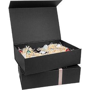 batifine Gift Box, 13''x9''x3.7'' Gift Boxes with Lids for Presents, Magnetic Rectangle Collapsible Box for Present Graduation Birthday Wedding Storage (White in Kuwait