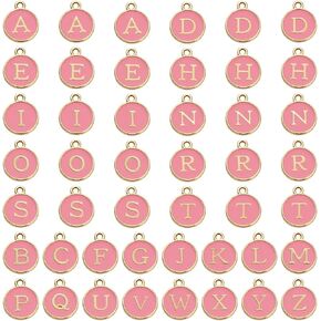 Demearly White Enamel Alphabet Charms with 26 Jump Rings – A-Z Double-Sided Metal Flat Round Letter Charms for Jewelry Making, Bracelets, Keychains, DIY Gifts, Crafts, Pendants (26 Letters) in Kuwait