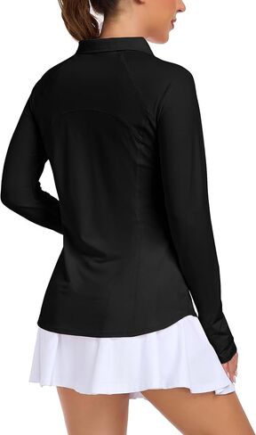 Womens UPF 50+ Sun Polo Shirts Long Sleeve UV Protection Quarter Zip Pullover Lightweight Athletic SPF Hiking Outdoor Tops in Saudi Arabia