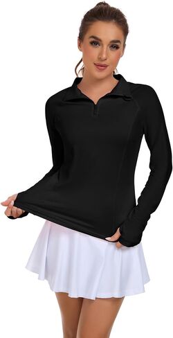 Womens UPF 50+ Sun Polo Shirts Long Sleeve UV Protection Quarter Zip Pullover Lightweight Athletic SPF Hiking Outdoor Tops in Saudi Arabia