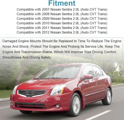 JDMON 2Pcs Front Engine Motor Left Torque Strut Mount Replacement for Nissan Sentra 2.0L 2007 2008 2009 2010 2011 2012 Auto CVT Trans Compatible with A4318, A4345, 9456, 9228 in Saudi Arabia