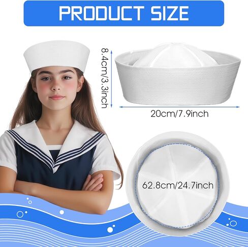 White Sailor Hat,Navy Sailor Cap for Women Men Dressing Up Party,Sailors Captain Cap for Halloween Costume Accessory,Nautical Sailors Hat in Saudi Arabia