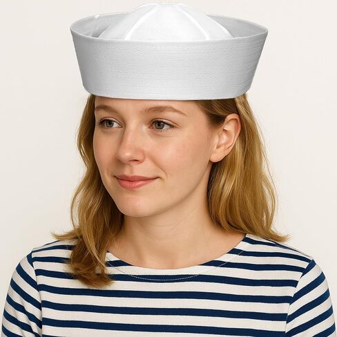 White Sailor Hat,Navy Sailor Cap for Women Men Dressing Up Party,Sailors Captain Cap for Halloween Costume Accessory,Nautical Sailors Hat in Saudi Arabia
