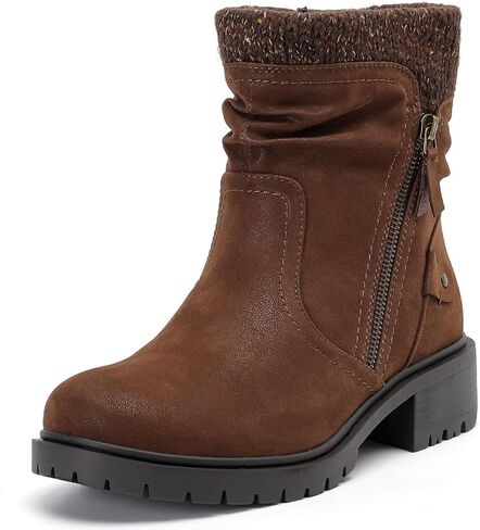 Luoika Women's Wide Width Ankle Boots - Low Heel Side Zipper Slouchy Mid Calf Boots Short Booties. in Saudi Arabia