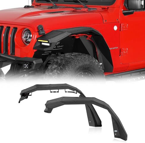 HOOKE ROAD JL WRANGLER Aluminium Fender Flares Wheel Mud Guard متوافق مع Jeep Wrangler JL 2018 2019 2020 2021 2022 2023 2024 2025-2pcs in Kuwait
