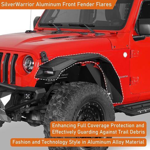 HOOKE ROAD JL WRANGLER Aluminium Fender Flares Wheel Mud Guard متوافق مع Jeep Wrangler JL 2018 2019 2020 2021 2022 2023 2024 2025-2pcs in Kuwait