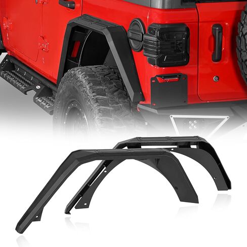 HOOKE ROAD JL WRANGLER Aluminium Fender Flares Wheel Mud Guard متوافق مع Jeep Wrangler JL 2018 2019 2020 2021 2022 2023 2024 2025-2pcs in Kuwait