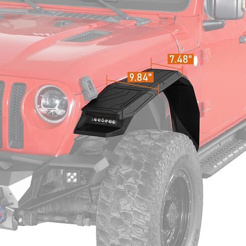 HOOKE ROAD JL WRANGLER Aluminium Fender Flares Wheel Mud Guard متوافق مع Jeep Wrangler JL 2018 2019 2020 2021 2022 2023 2024 2025-2pcs in Kuwait