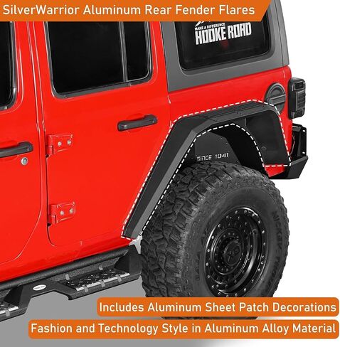 HOOKE ROAD JL WRANGLER Aluminium Fender Flares Wheel Mud Guard متوافق مع Jeep Wrangler JL 2018 2019 2020 2021 2022 2023 2024 2025-2pcs in Kuwait