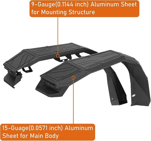 HOOKE ROAD JL WRANGLER Aluminium Fender Flares Wheel Mud Guard متوافق مع Jeep Wrangler JL 2018 2019 2020 2021 2022 2023 2024 2025-2pcs in Kuwait