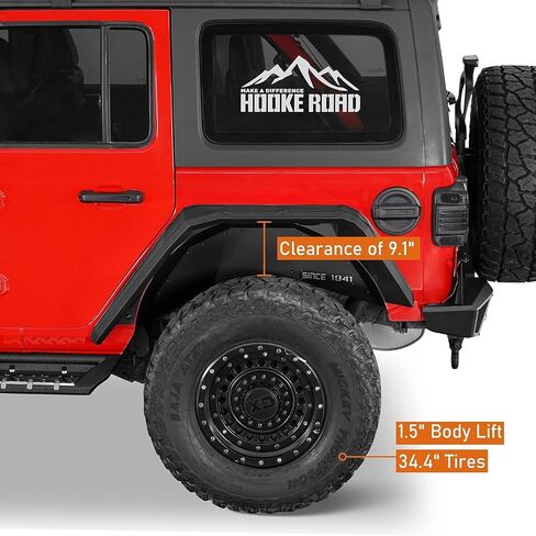 HOOKE ROAD JL WRANGLER Aluminium Fender Flares Wheel Mud Guard متوافق مع Jeep Wrangler JL 2018 2019 2020 2021 2022 2023 2024 2025-2pcs in Kuwait