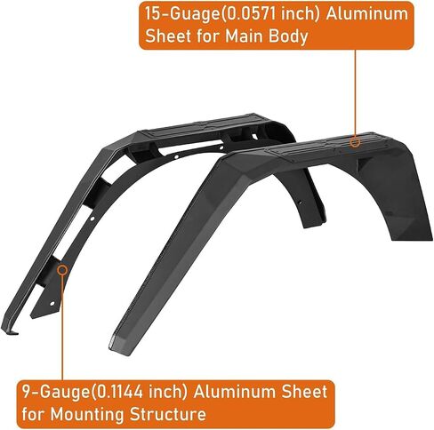 HOOKE ROAD JL WRANGLER Aluminium Fender Flares Wheel Mud Guard متوافق مع Jeep Wrangler JL 2018 2019 2020 2021 2022 2023 2024 2025-2pcs in Kuwait