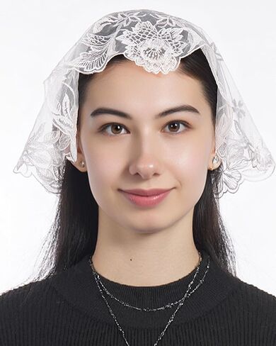 Bozidol 2 Pack Floral Chapel Veils for Church Catholic, Small Flower Lace Mantilla Prayer Mass Head Coverings for Women Girls in Saudi Arabia