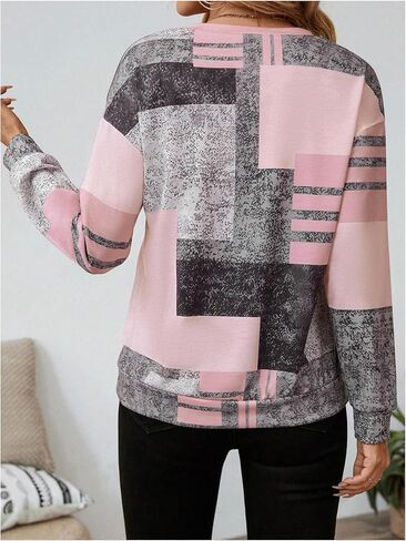 SOLY HUX Women's Color Block Printed Sweatshirt Half Zip Crew Neck Long Sleeve Casual Pullover Tops in Saudi Arabia