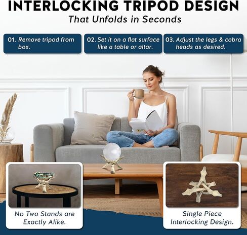 Alternative Imagination Wooden Tripod Stand - 8 Inch Display Stand For Home Decor, Abalone Shell, Crystal Ball and More in Kuwait