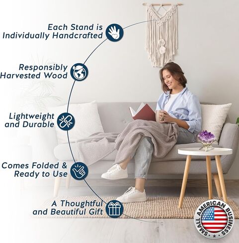 Alternative Imagination Wooden Tripod Stand - 8 Inch Display Stand For Home Decor, Abalone Shell, Crystal Ball and More in Kuwait