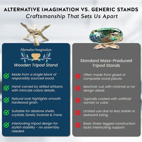Alternative Imagination Wooden Tripod Stand - 8 Inch Display Stand For Home Decor, Abalone Shell, Crystal Ball and More in Kuwait