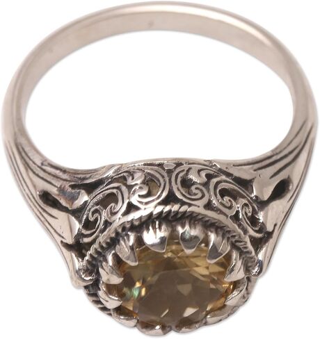 NOVICA Artisan Handmade .925 Sterling Silver Citrine Cocktail Ring Indonesia Gemstone Birthstone 'Break Of Day' in Saudi Arabia