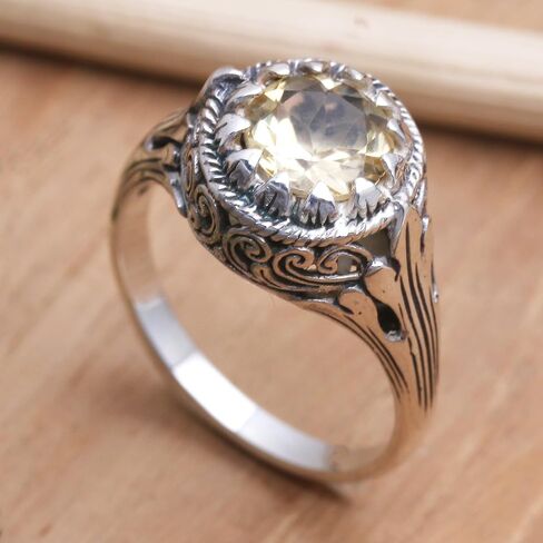 NOVICA Artisan Handmade .925 Sterling Silver Citrine Cocktail Ring Indonesia Gemstone Birthstone 'Break Of Day' in Saudi Arabia