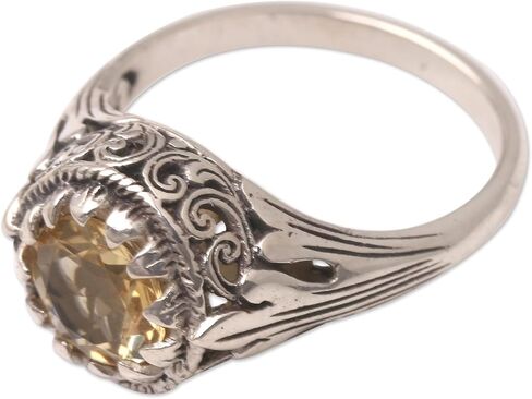 NOVICA Artisan Handmade .925 Sterling Silver Citrine Cocktail Ring Indonesia Gemstone Birthstone 'Break Of Day' in Saudi Arabia